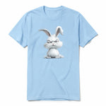 A powder short-sleeve crewneck t-shirt for adult featuring a graphic of a farm animal on the front.