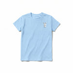 A powder short-sleeve crewneck t-shirt for youth featuring a graphic of a farm animal on the left chest.