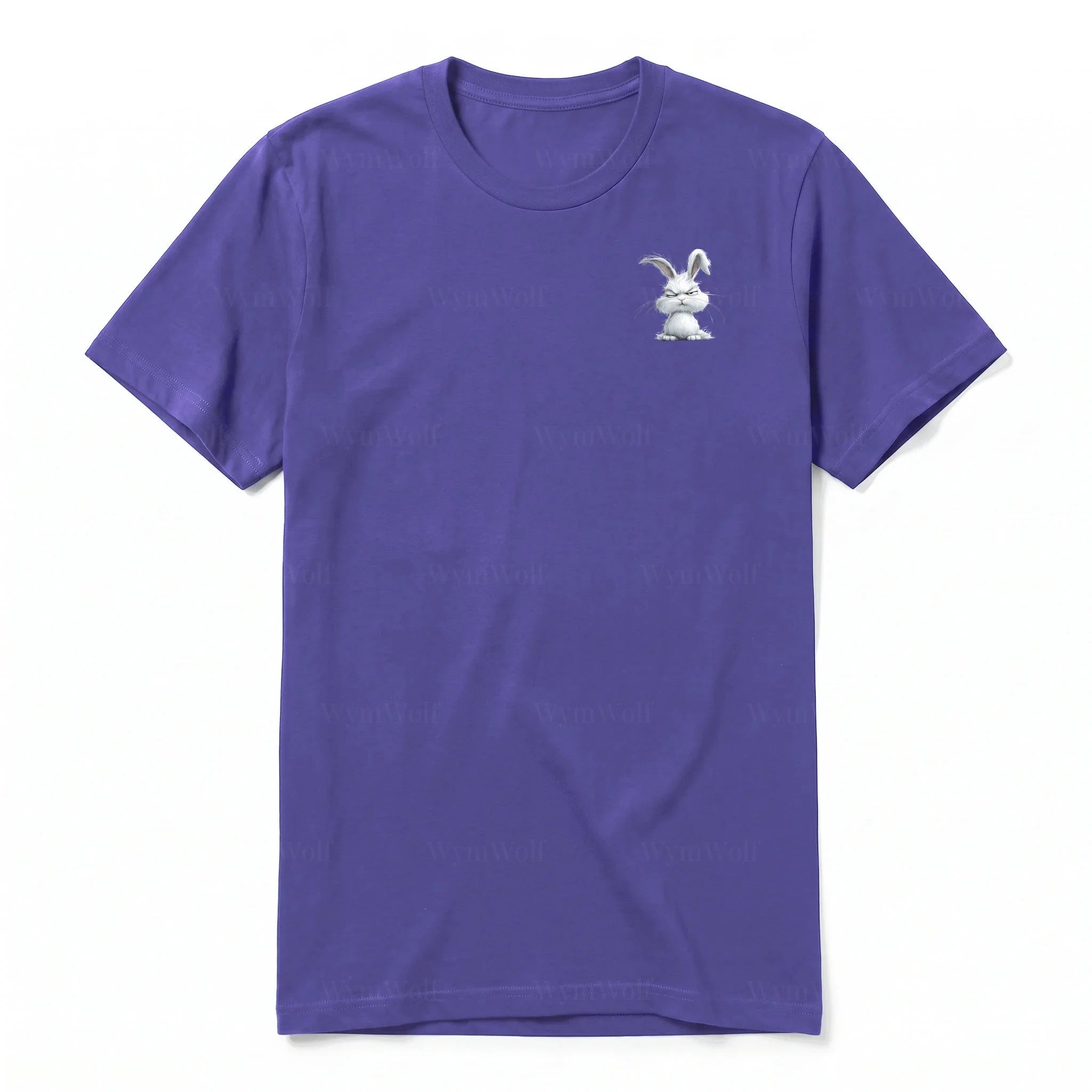 A purple short-sleeve crewneck t-shirt for adult featuring a graphic of a farm animal on the left chest.