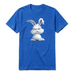 Un T-shirt royal à manches courtes et col rond, orné d'un motif représentant un animal de la ferme sur le devant.