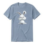 Un T-shirt steel-blue à manches courtes et col rond, orné d'un motif représentant un animal de la ferme sur le devant.