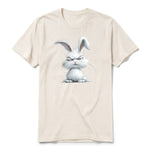 A vintage-white short-sleeve crewneck t-shirt for adult featuring a graphic of a farm animal on the front.