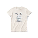 A vintage-white short-sleeve crewneck t-shirt for youth featuring a graphic of a farm animal on the front.