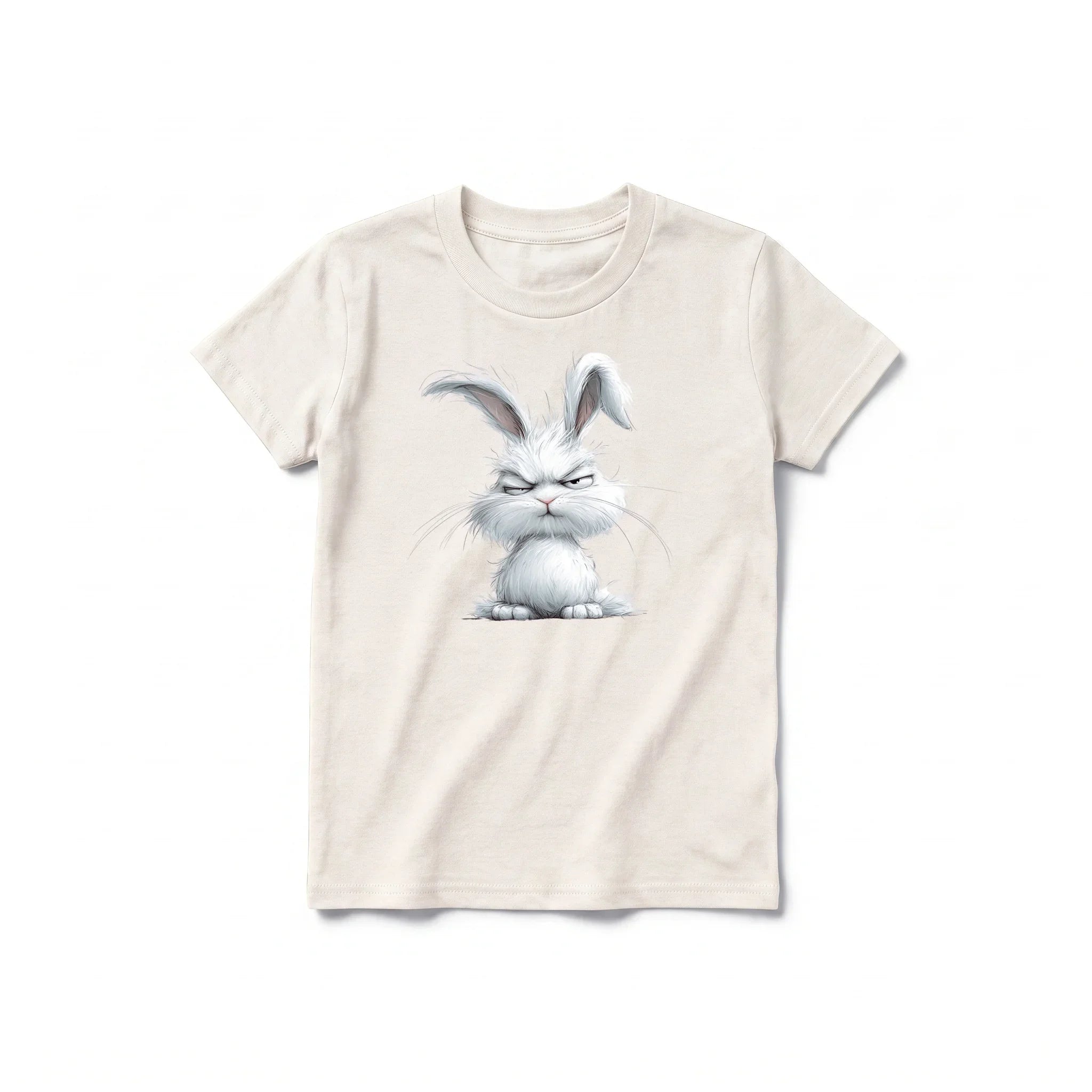 A vintage-white short-sleeve crewneck t-shirt for youth featuring a graphic of a farm animal on the front.
