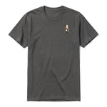 Un T-shirt charbon à manches courtes et col rond, orné d'un motif représentant un animal de la ferme sur la poitrine gauche.