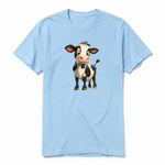 A powder short-sleeve crewneck t-shirt for adult featuring a graphic of a farm animal on the front.