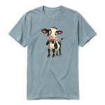 A sage short-sleeve crewneck t-shirt for adult featuring a graphic of a farm animal on the front.