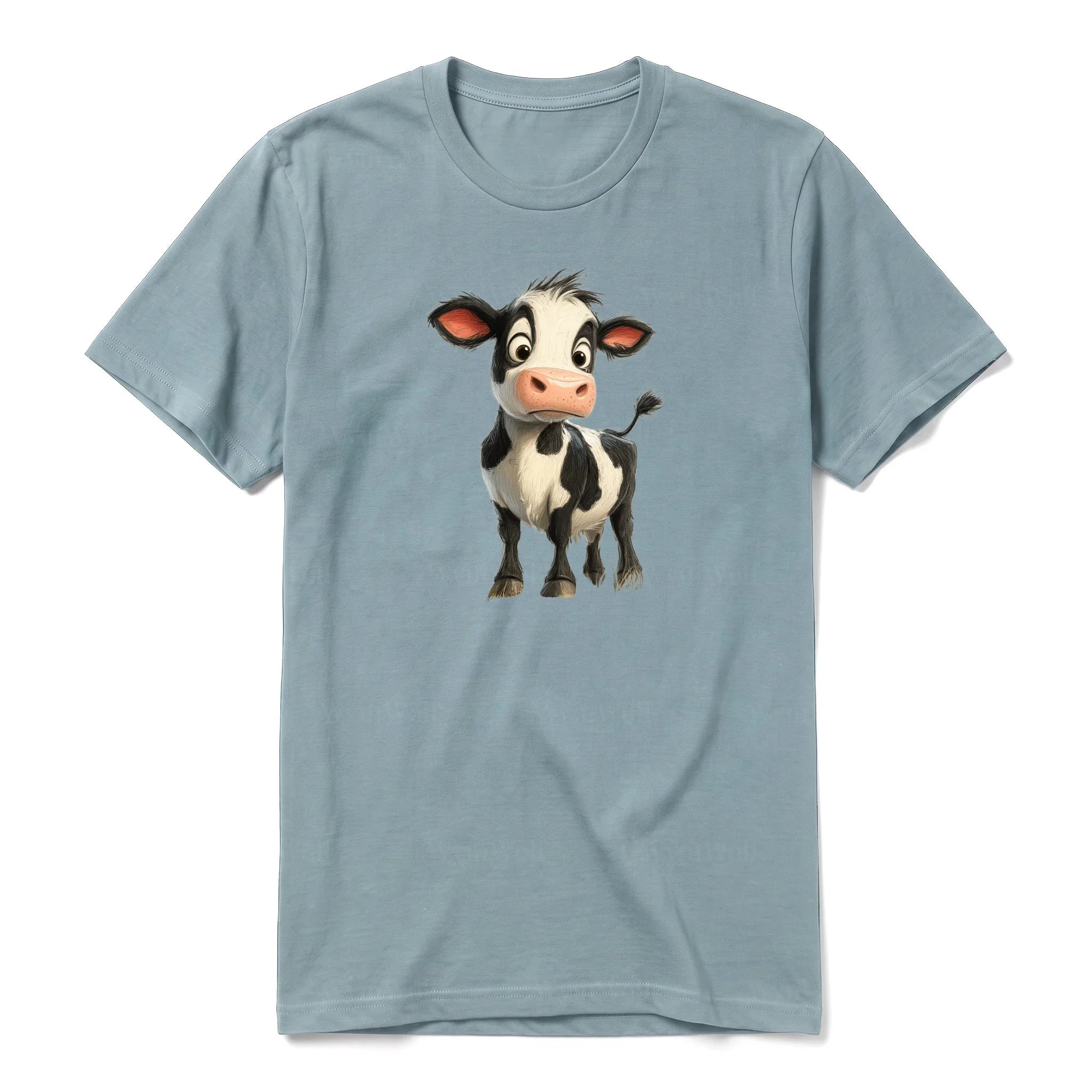 A sage short-sleeve crewneck t-shirt for adult featuring a graphic of a farm animal on the front.