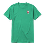 Un T-shirt kelly à manches courtes et col rond, orné d'un motif représentant un animal de la ferme sur la poitrine gauche.