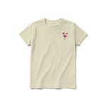 A latte short-sleeve crewneck t-shirt for youth featuring a graphic of a farm animal on the left chest.