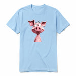 A powder short-sleeve crewneck t-shirt for adult featuring a graphic of a farm animal on the front.