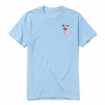 A powder short-sleeve crewneck t-shirt for adult featuring a graphic of a farm animal on the left chest.