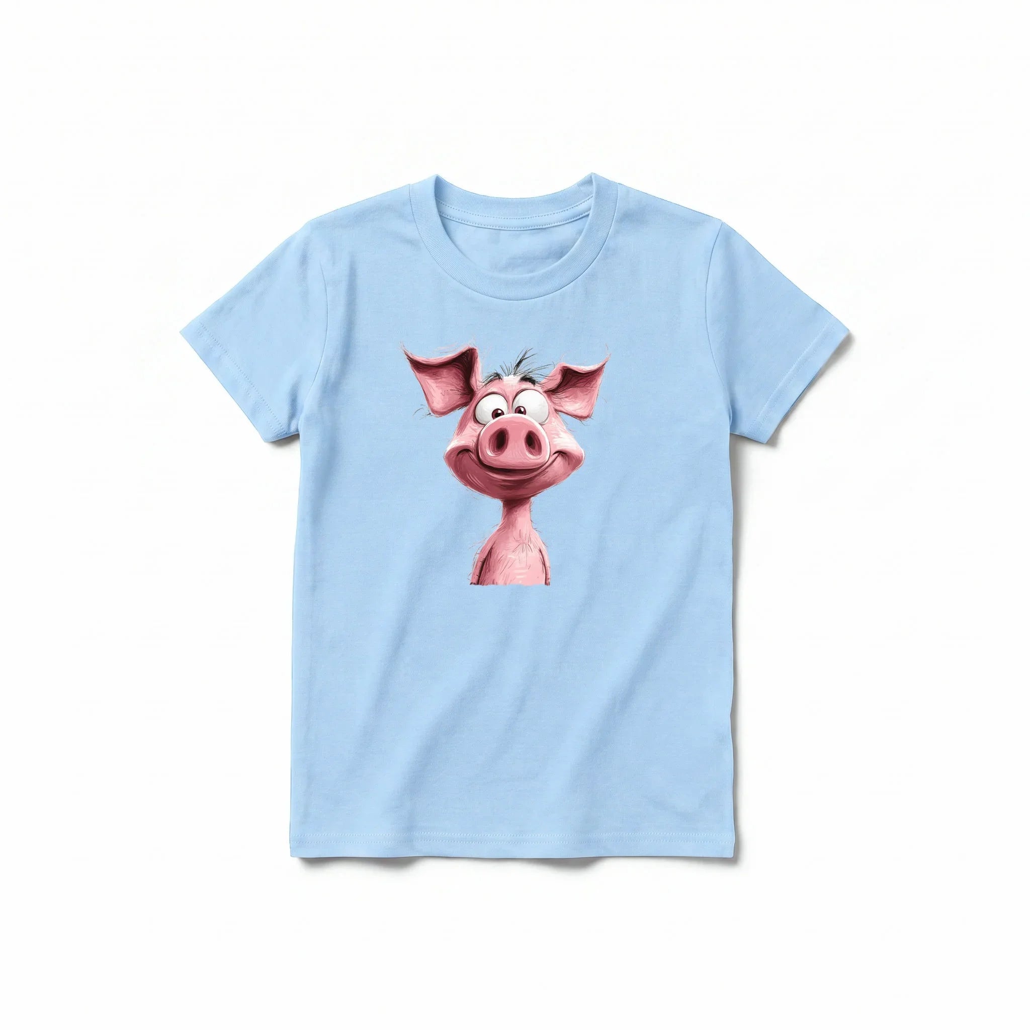A powder short-sleeve crewneck t-shirt for youth featuring a graphic of a farm animal on the front.
