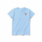 A powder short-sleeve crewneck t-shirt for youth featuring a graphic of a farm animal on the left chest.