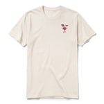 Un T-shirt blanc vintage à manches courtes et col rond, orné d'un motif représentant un animal de la ferme sur la poitrine gauche.
