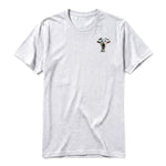 A ash grey short-sleeve crewneck t-shirt for adult featuring a graphic of a farm animal on the left chest.