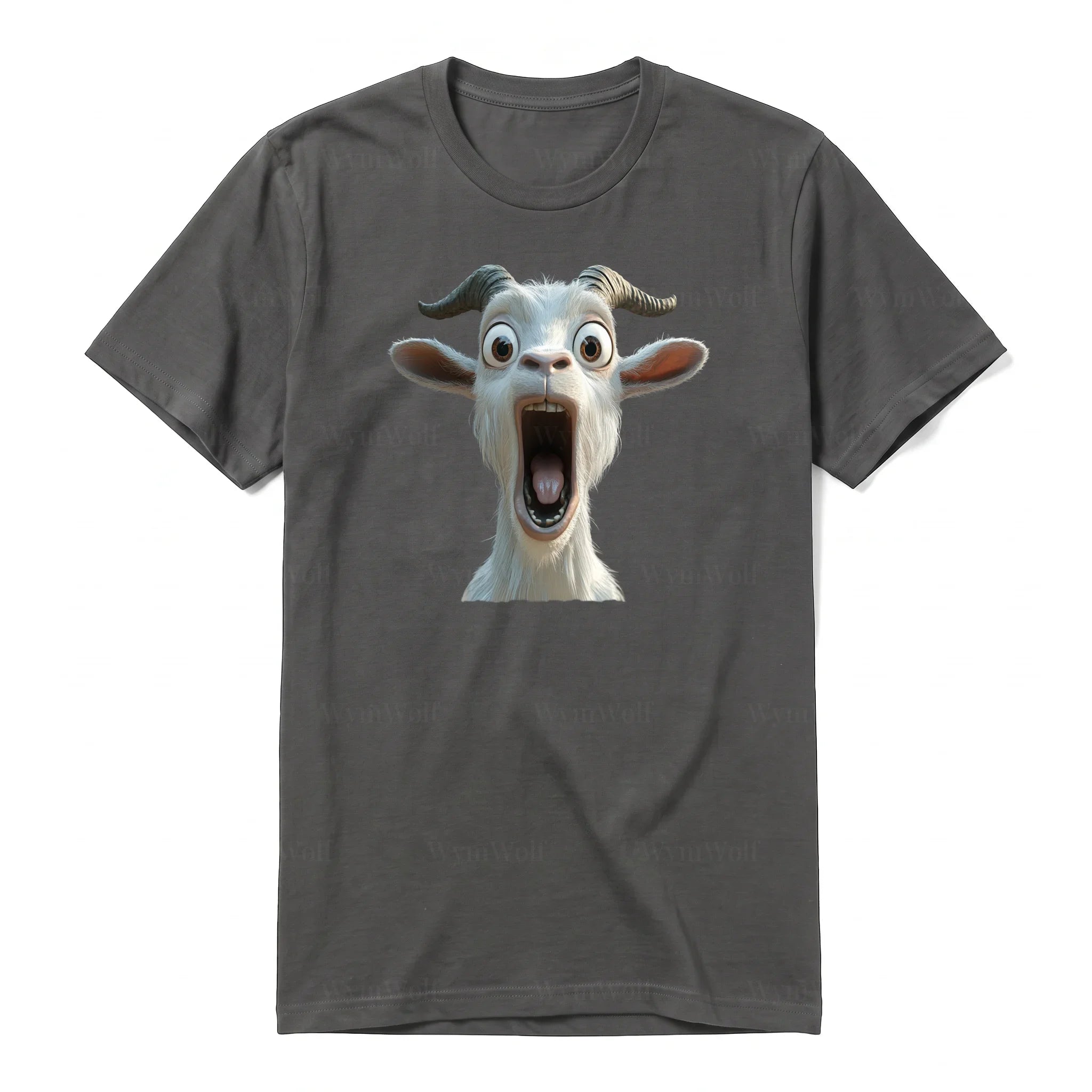 Un T-shirt charbon à manches courtes et col rond, orné d'un motif représentant un animal de la ferme sur le devant.