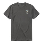 Un T-shirt charbon à manches courtes et col rond, orné d'un motif représentant un animal de la ferme sur la poitrine gauche.