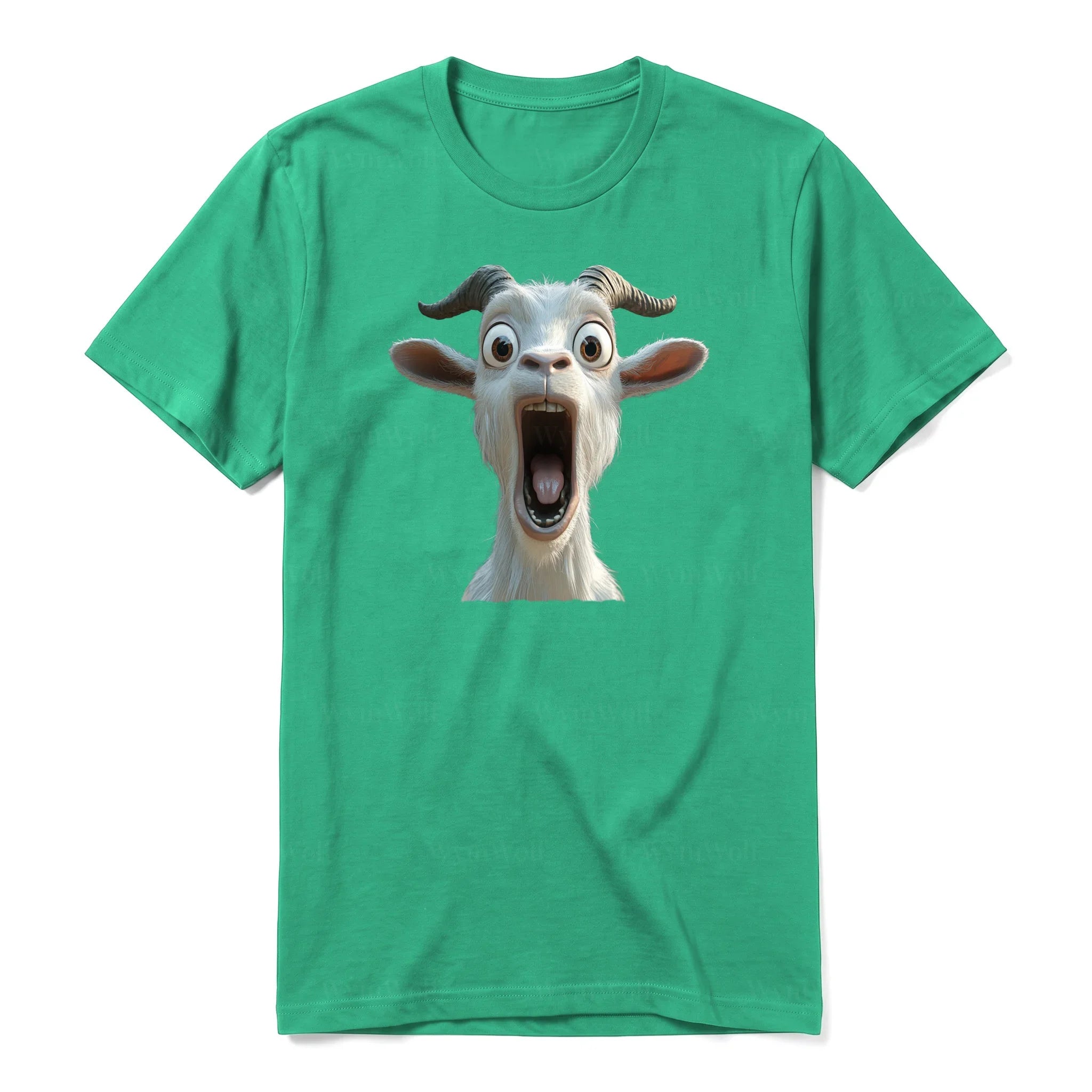 A kelly short-sleeve crewneck t-shirt for adult featuring a graphic of a farm animal on the front.