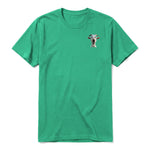 A kelly short-sleeve crewneck t-shirt for adult featuring a graphic of a farm animal on the left chest.