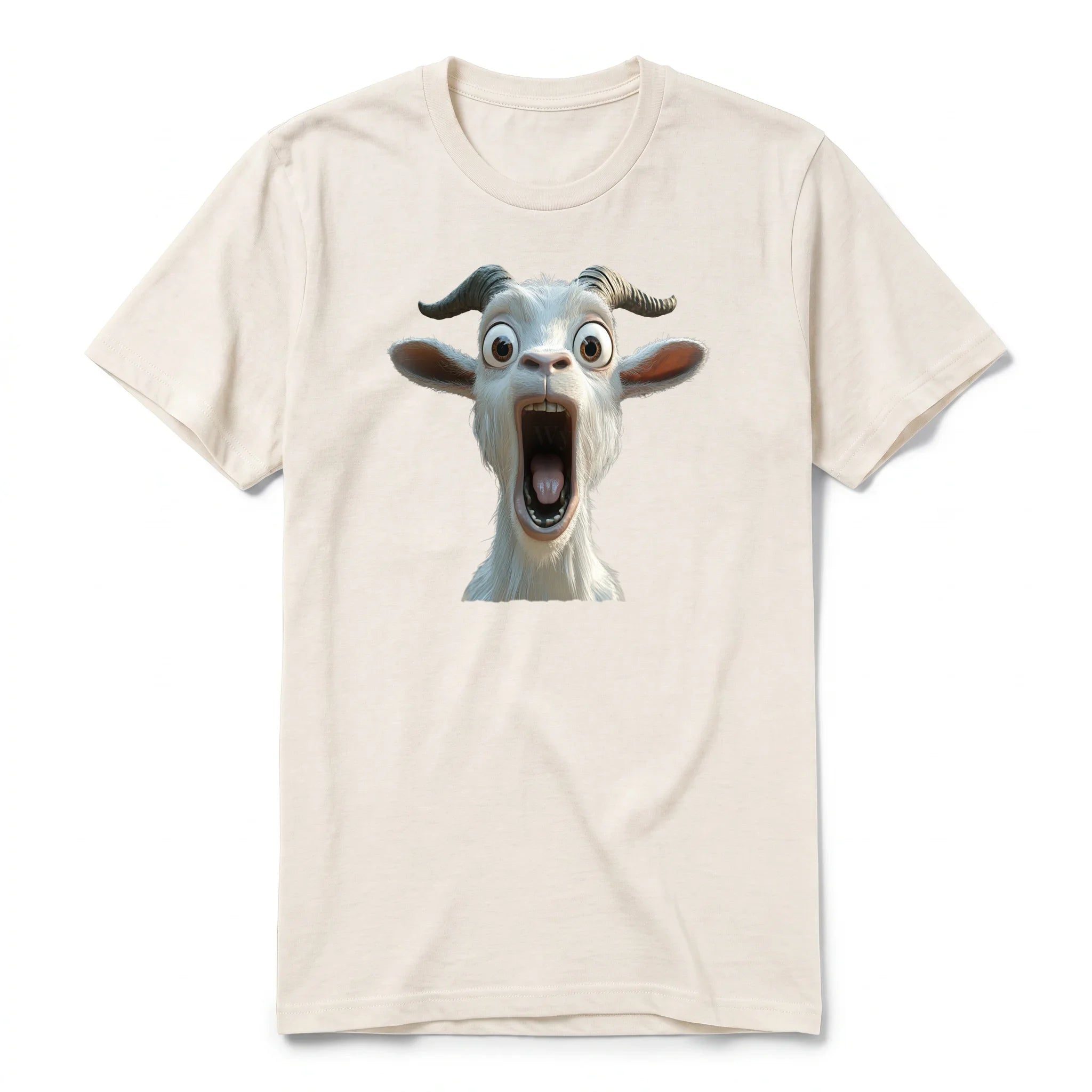 Un T-shirt blanc vintage à manches courtes et col rond, orné d'un motif représentant un animal de la ferme sur le devant.
