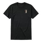 Un T-shirt noir à manches courtes et col rond, orné d'un motif représentant un animal de la ferme sur la poitrine gauche.