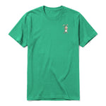 Un T-shirt kelly à manches courtes et col rond, orné d'un motif représentant un animal de la ferme sur la poitrine gauche.
