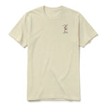 Un T-shirt latte à manches courtes et col rond, orné d'un motif représentant un animal de la ferme sur la poitrine gauche.