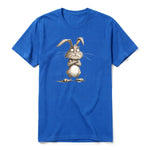 A royal short-sleeve crewneck t-shirt for adult featuring a graphic of a farm animal on the front.