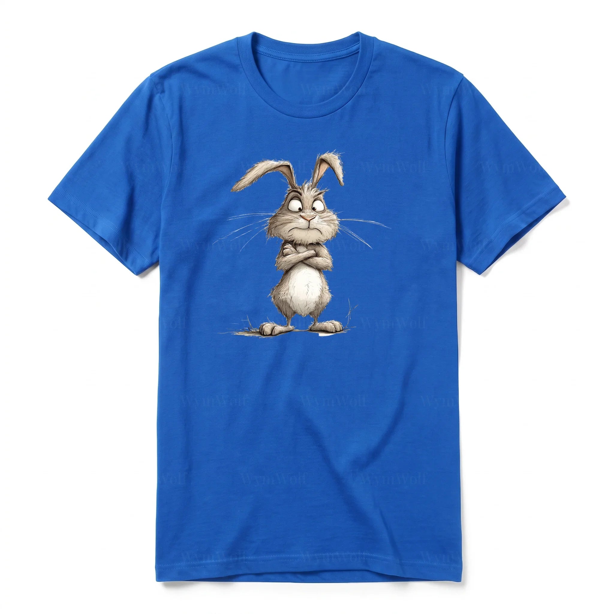 A royal short-sleeve crewneck t-shirt for adult featuring a graphic of a farm animal on the front.