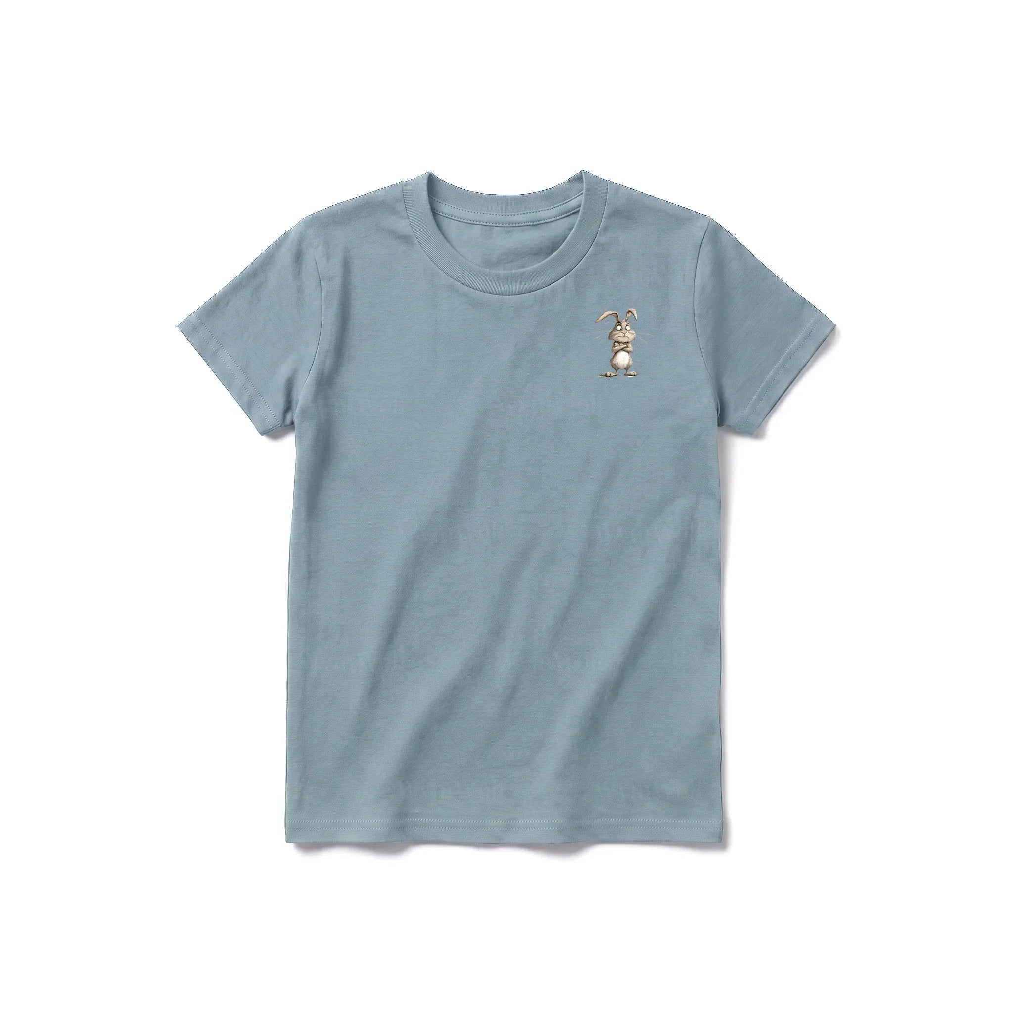 A sage short-sleeve crewneck t-shirt for youth featuring a graphic of a farm animal on the left chest.