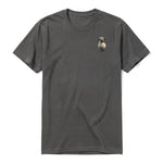 A charcoal short-sleeve crewneck t-shirt for adult featuring a graphic of a farm animal on the left chest.