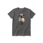 A charcoal short-sleeve crewneck t-shirt for youth featuring a graphic of a farm animal on the front.