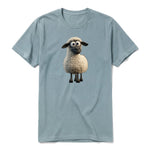 A sage short-sleeve crewneck t-shirt for adult featuring a graphic of a farm animal on the front.