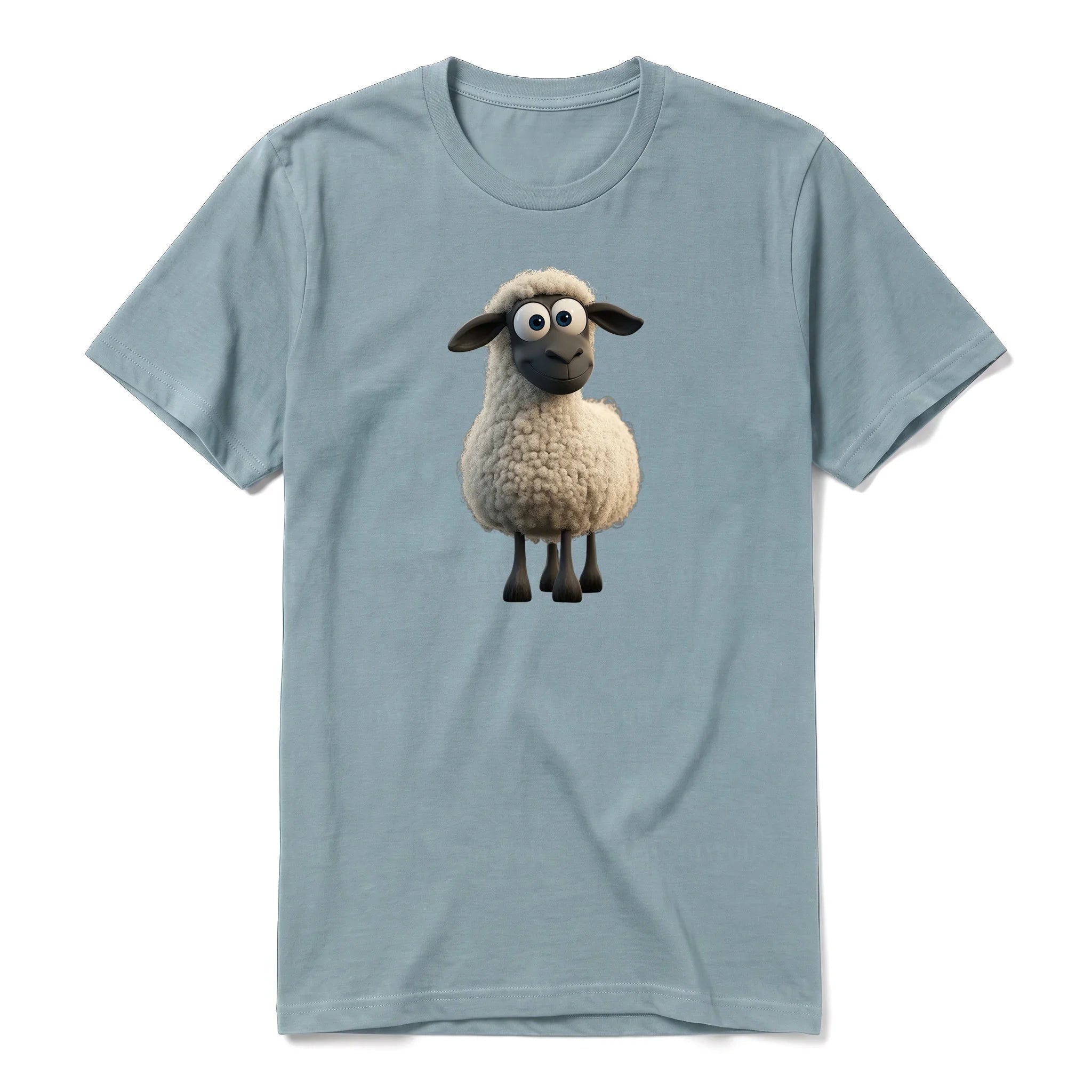 A sage short-sleeve crewneck t-shirt for adult featuring a graphic of a farm animal on the front.