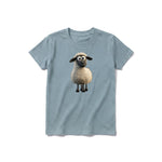 A sage short-sleeve crewneck t-shirt for youth featuring a graphic of a farm animal on the front.
