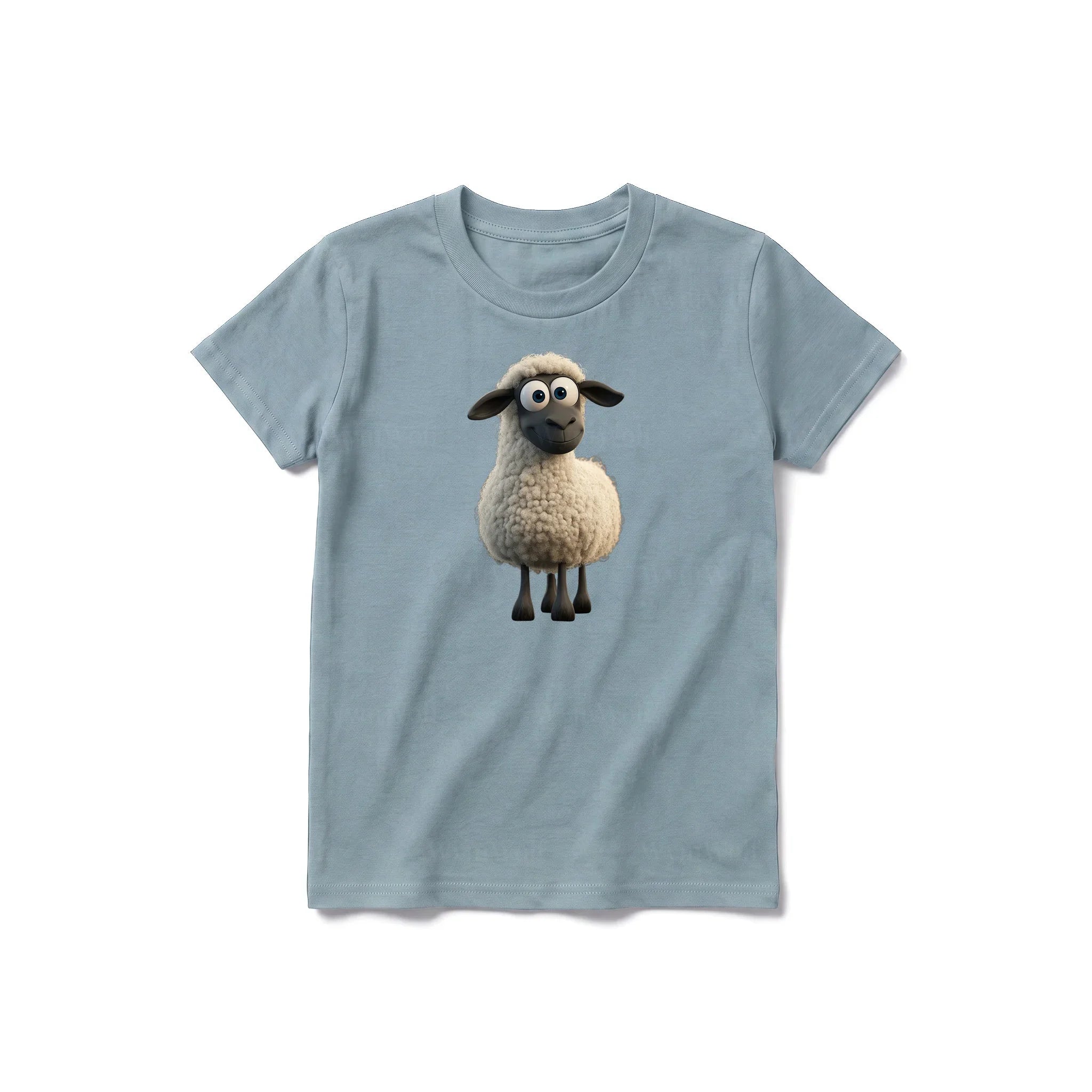 A sage short-sleeve crewneck t-shirt for youth featuring a graphic of a farm animal on the front.