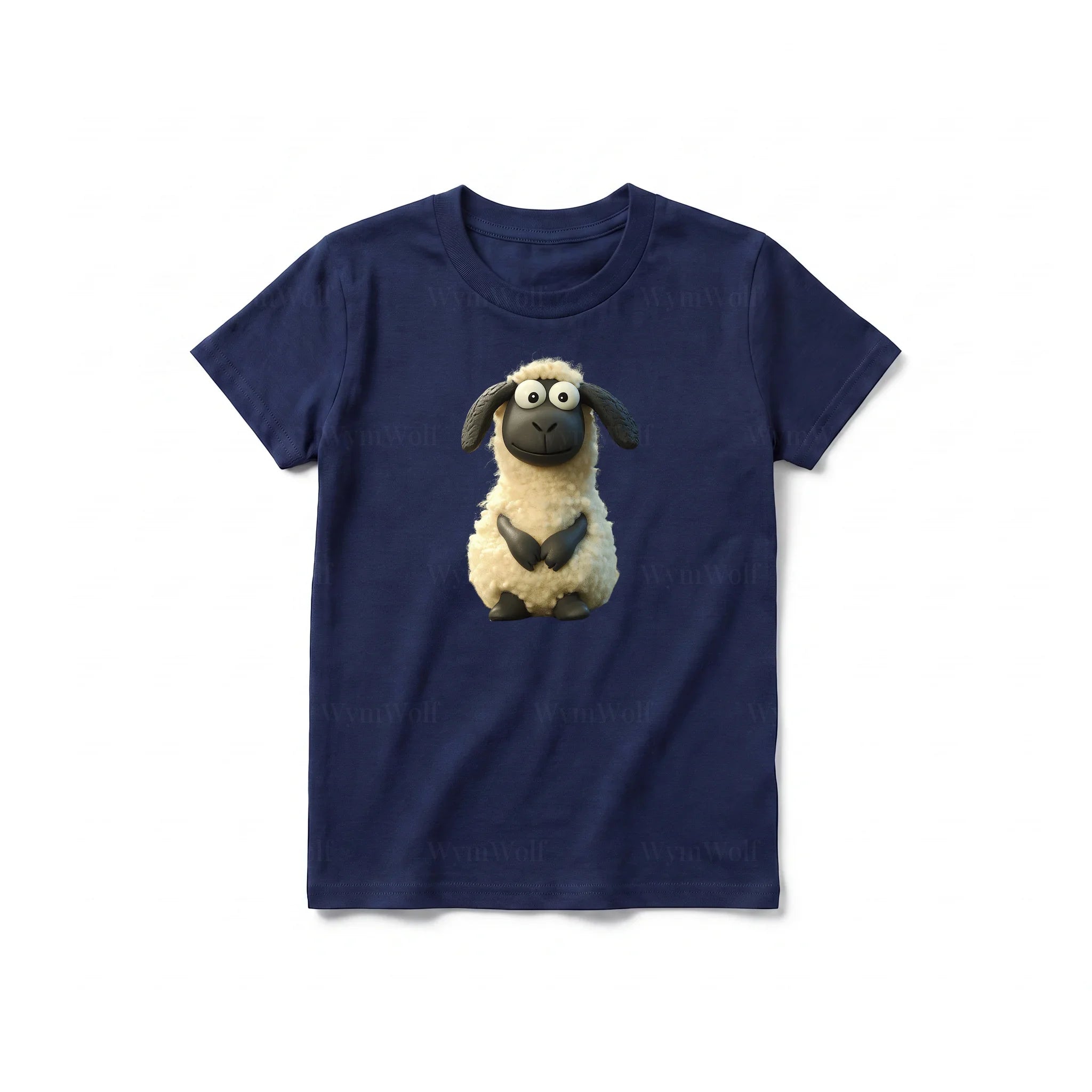 A navy short-sleeve crewneck t-shirt for youth featuring a graphic of a farm animal on the front.