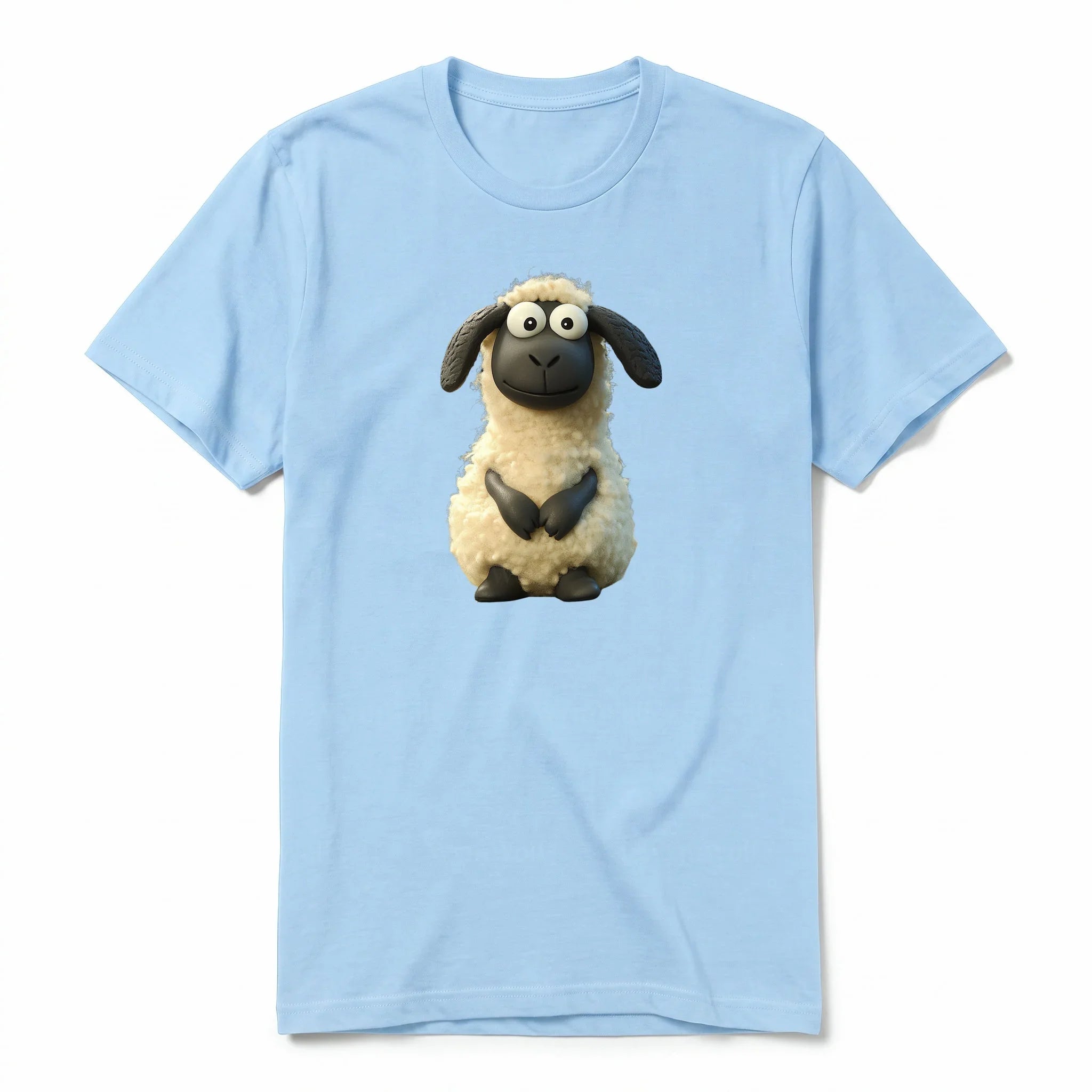 Un T-shirt poudre à manches courtes et col rond, orné d'un motif représentant un animal de la ferme sur le devant.