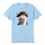 A powder short-sleeve crewneck t-shirt for adult featuring a graphic of a farm animal on the front.