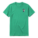 Un T-shirt kelly à manches courtes et col rond, orné d'un motif représentant un animal de la ferme sur la poitrine gauche.