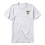 Un T-shirt gris cendré à manches courtes et col rond, orné d'un motif représentant un animal de la ferme sur la poitrine gauche.