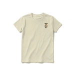 A latte short-sleeve crewneck t-shirt for youth featuring a graphic of a farm animal on the left chest.