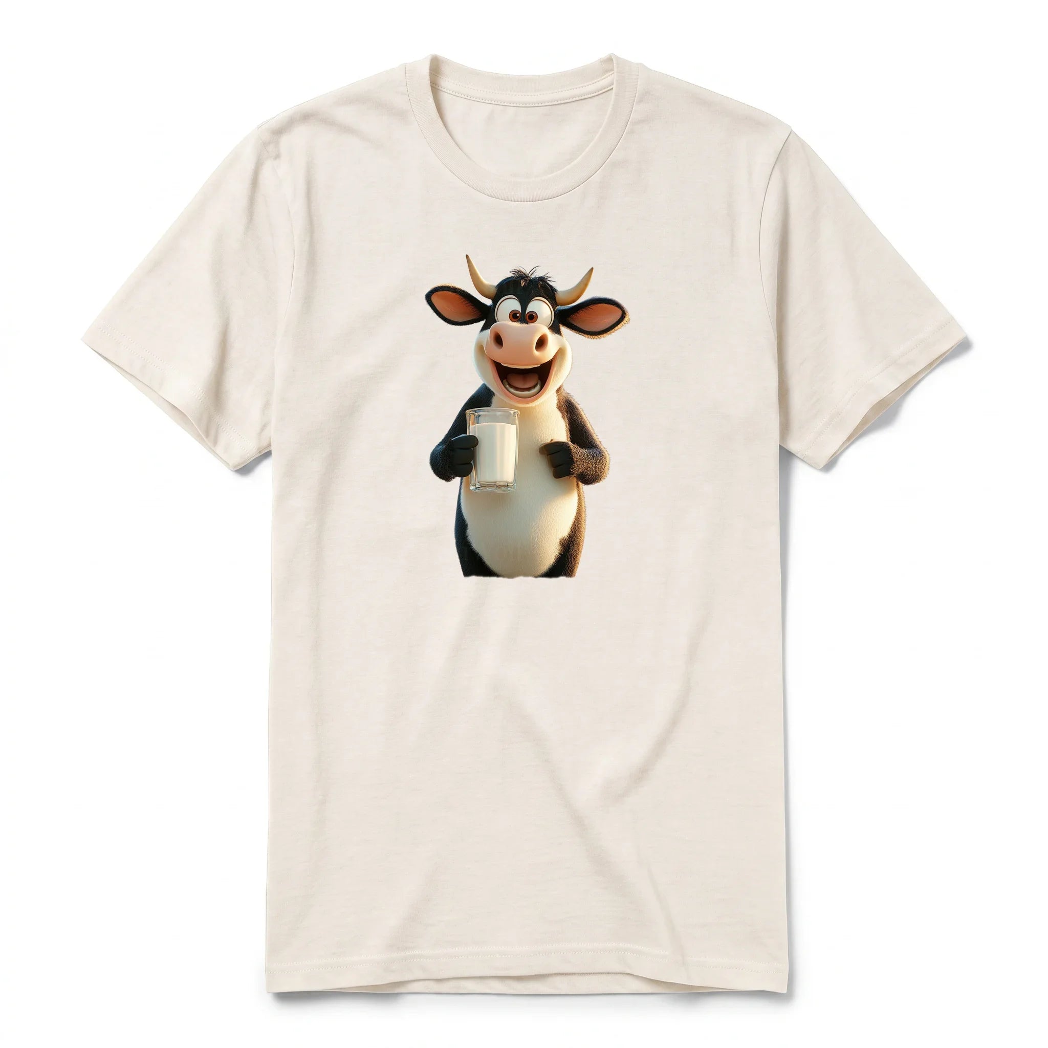 Un T-shirt blanc vintage à manches courtes et col rond, orné d'un motif représentant un animal de la ferme sur le devant.
