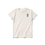Un T-shirt blanc vintage à manches courtes et col rond pour jeune, orné d'un motif représentant un animal de la ferme sur la poitrine gauche.