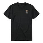 A black short-sleeve crewneck t-shirt for adult featuring a graphic of a farm animal on the left chest.