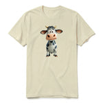 A latte short-sleeve crewneck t-shirt for adult featuring a graphic of a farm animal on the front.