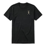 A black short-sleeve crewneck t-shirt for adult featuring a graphic of a farm animal on the left chest.