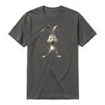 A charcoal short-sleeve crewneck t-shirt for adult featuring a graphic of a farm animal on the front.