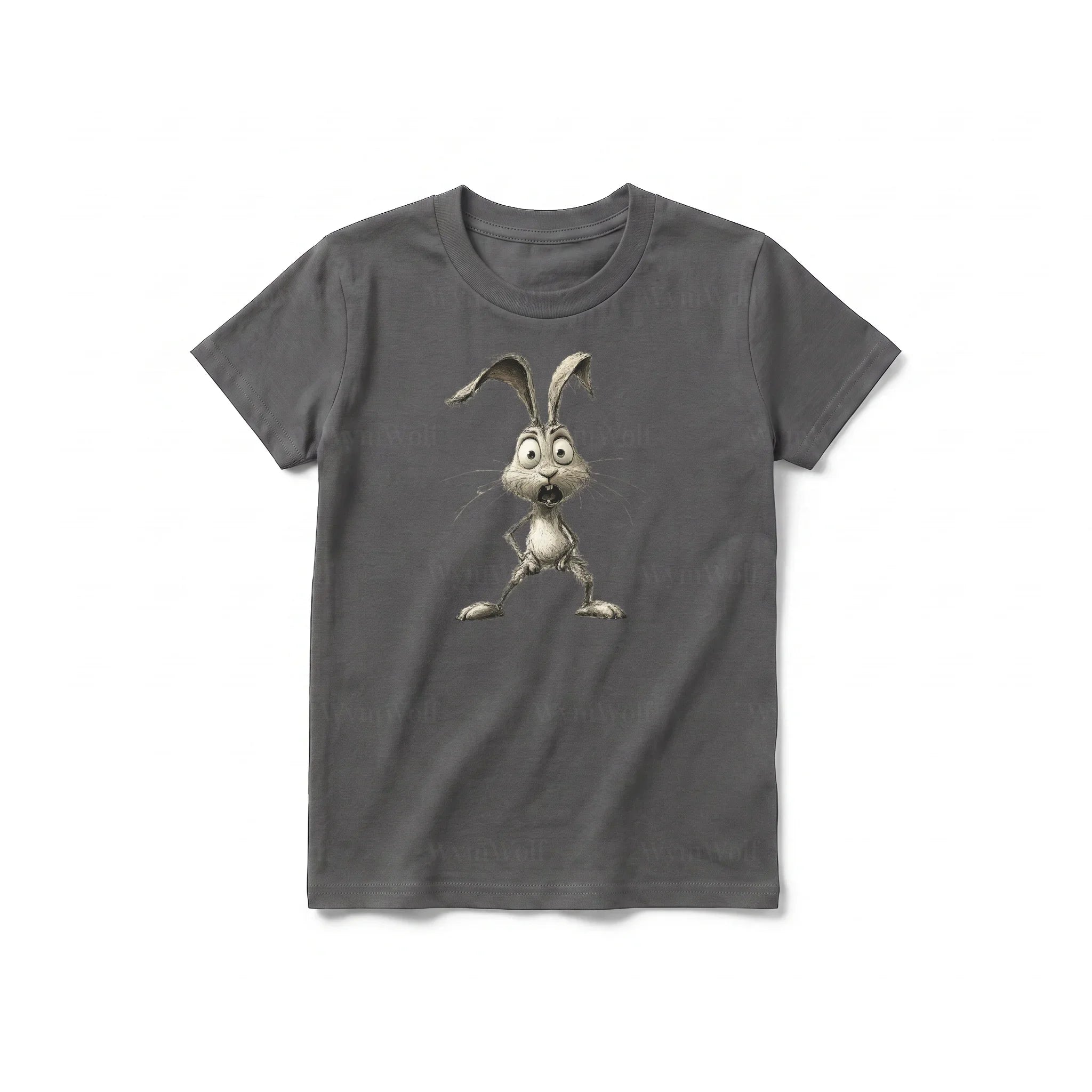 A charcoal short-sleeve crewneck t-shirt for youth featuring a graphic of a farm animal on the front.